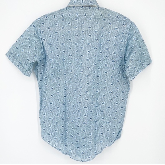 Vintage 70s Blue Oversized Collar Permanent Press Button Down - Picture 2 of 7